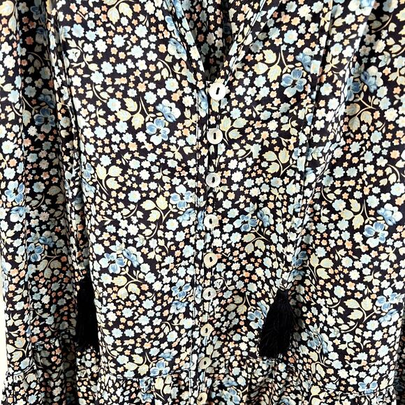 Spell & the Gypsy Poppy Smock Gown Dress Floral Puff Sleeve Maxi Poplin - Picture 6 of 13